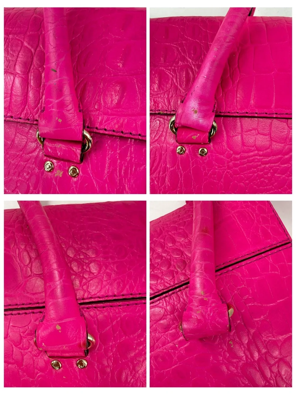Kate Spade Sinclair Orchard Valley Pink Sapphire Croc-Embossed Shoulder Bag Tote